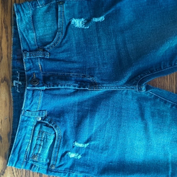 7 for All Mankind Jeans distressed blue denim women's ankle slimmy W27 L 28 - Picture 4 of 10